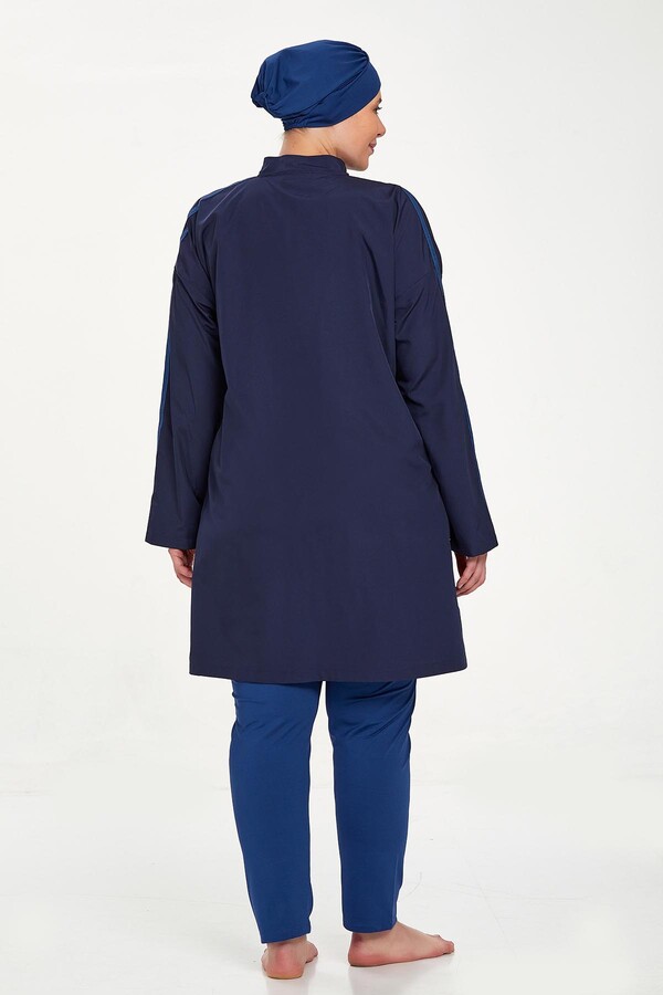 Plus Size Full Coverage Modest Burkini Morgan Battal 1427 Dark Navy - Thumbnail