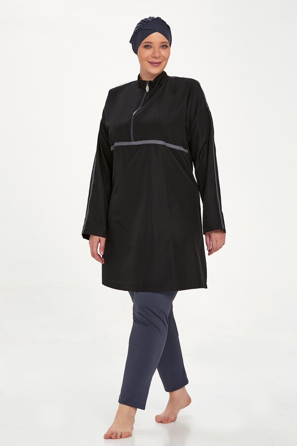 Plus Size Full Coverage Burkini Morgan Battal 1427 Black - Thumbnail