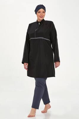 Adasea - Plus Size Full Coverage Burkini Morgan Battal 1427 Black (1)