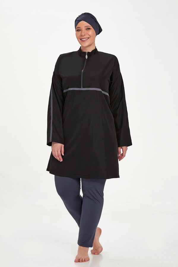 Plus Size Full Coverage Burkini Morgan Battal 1427 Black - Thumbnail