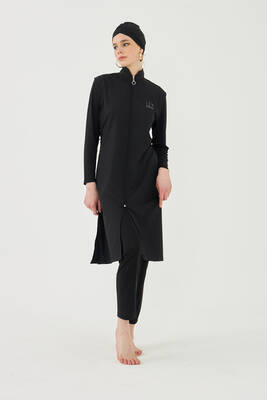 Remsa - Plus Size Fully Covered Hijab Swimsuit Marine Swimwear TD1703-116 Black Remsa - Plus Size Fully Covered Hijab Swimsuit Marine Swimwear TD1703-116 Black