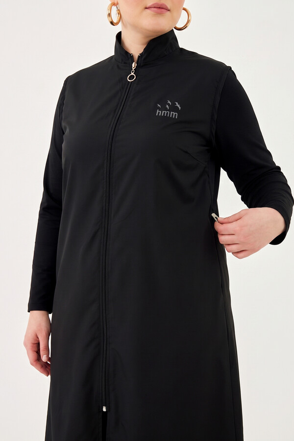 Plus Size Fully Covered Hijab Swimsuit Marine Swimwear TD1703-116 Black - Thumbnail