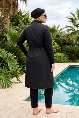 Remsa - Plus Size Fully Covered Hijab Swimsuit Marine Swimwear TD1703-116 Black (1)