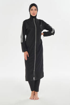 Maresiva - Plus Size Long Full Coverage Modest Swimsuit Set 2406 Black (1)