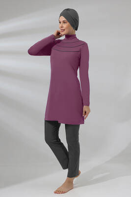 Armes - Plus Size Lycra Full Coverage Modest Swimsuit 1286 Fuchsia Armes - Plus Size Lycra Full Coverage Modest Swimsuit 1286 Fuchsia