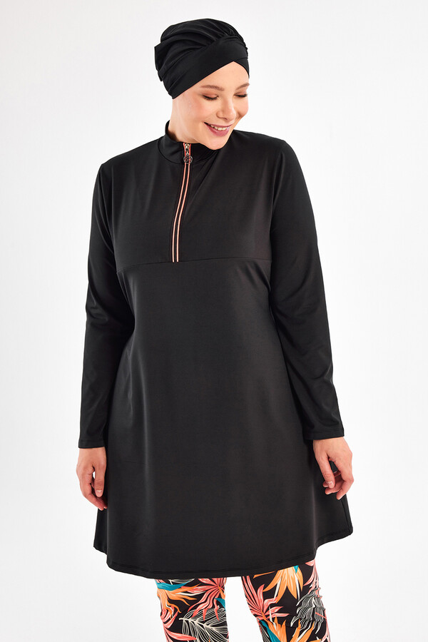 Maresiva - Plus Size Lycra Full Coverage Modest Swimsuit Set 2801 Black (1)