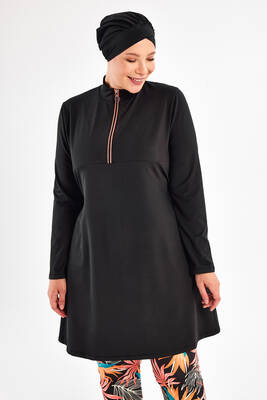 Maresiva - Plus Size Lycra Full Coverage Modest Swimsuit Set 2801 Black (1)