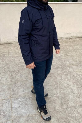 Remsa Sportswear - Plus Size Men Hooded Windproof Pocket Detailed with mesh Raincoat Dark Blue Remsa Spor TH901 (1) Remsa Sportswear - Plus Size Men Hooded Windproof Pocket Detailed with mesh Raincoat Dark Blue Remsa Spor TH901 (1)