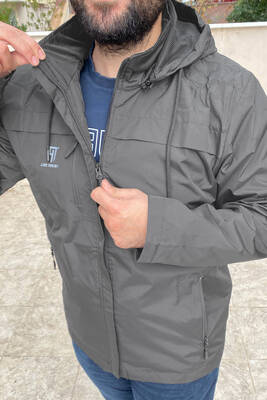 Remsa Sportswear - Plus Size Men's Hooded Windbreaker with Mesh Lining and Pocket - Dark Gray Remsa Sports TH901 (1)