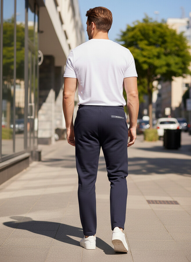 Plus-size Men's Three-Pocket Sweatpants 340 Navy - Thumbnail