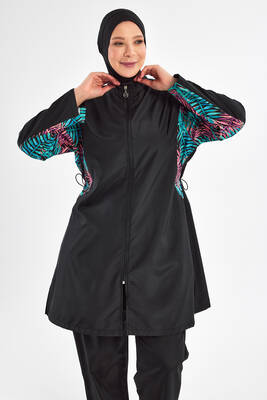 Maresiva - Plus-Size Parachute Full-Coverage Modest Swimwear Set 2802 Black