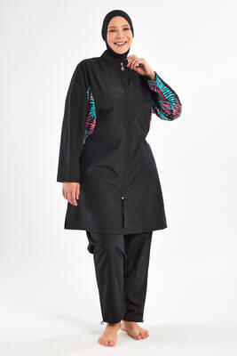 Maresiva - Plus-Size Parachute Full-Coverage Modest Swimwear Set 2802 Black (1)