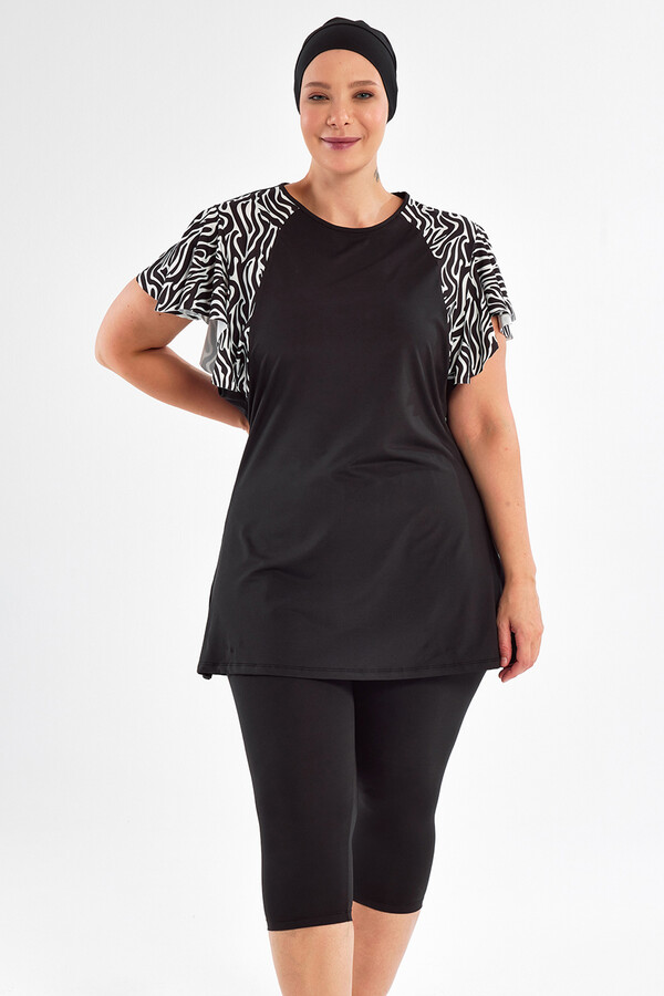 Plus-Size Short-Sleeve Modest Swimwear Set - Thumbnail
