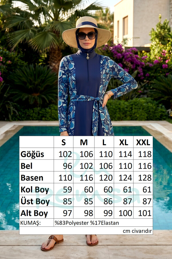 Plus-Size Sporty Lycra Full-Cover Swimwear Set - Thumbnail