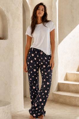 Remsa - Plus Size Viscose Fabric Printed Knit Lounge Bottoms