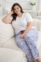 Remsa - Plus-Size Women's Heart Print Viscose Knit Pajama Bottoms