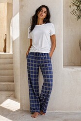 Remsa - Plus Size Women's Plaid Viscose Knit Drawstring Pajama Bottom
