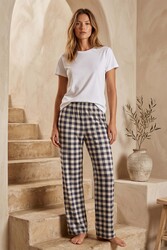 Remsa - Plus Size Women's Plaid Viscose Knit Lounge Bottom Set