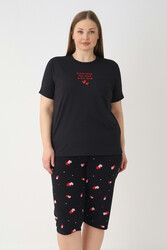 Remsa - Plus Size Women's Short Sleeve Capri Pajama Set 26080 Black