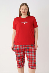Remsa - Plus Size Women's Short Sleeve Capri Pajama Set in Red