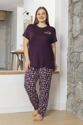 Aydogan - Plus-Size Women's Short Sleeve Viscose Pajama Set Murdum (1)