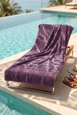 Remsa - Plush Cotton Beach Pool Bath Towel in Plum (1)