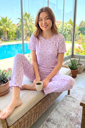 Remsa - Printed Cotton Short Sleeve Pointelle Pajama Set