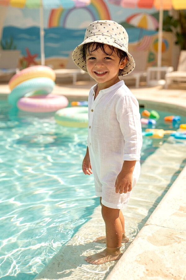 Printed Detail Bucket Hat for Boys - Thumbnail