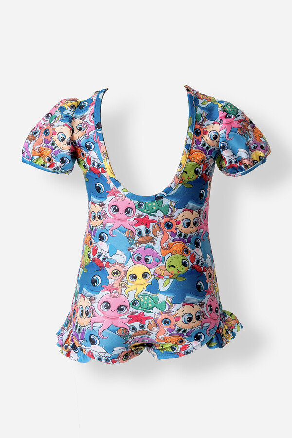 Printed Tunic Swimsuit for Girls - Thumbnail