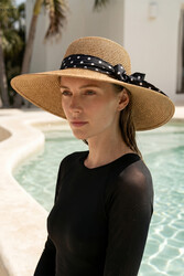 Remsa - Puantiye Ribbon Detail Straw Hat Camel