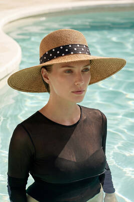 Remsa - Puantiye Ribbon Detail Straw Hat Camel (1)