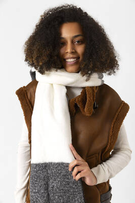 Remsa - Püsküllü Buklet Atkı Şal 40X210 cm 1290 Siyah (1)