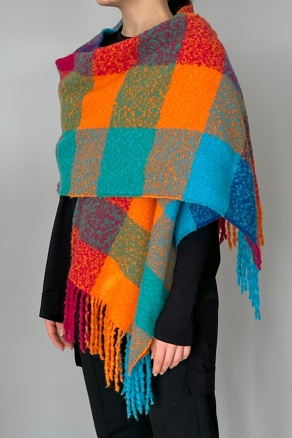 Püsküllü Buklet Atkı Şal 42X205 cm 1256 Pembe - Thumbnail