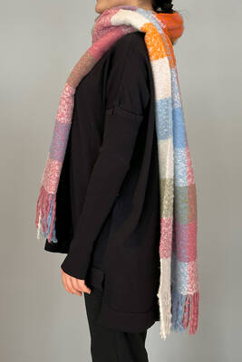 Remsa - Püsküllü Buklet Atkı Şal 42X205 cm 1292 Pembe (1)