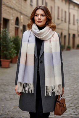 Remsa - Püsküllü Buklet Atkı Şal 48X210 cm 1249 Lila (1)