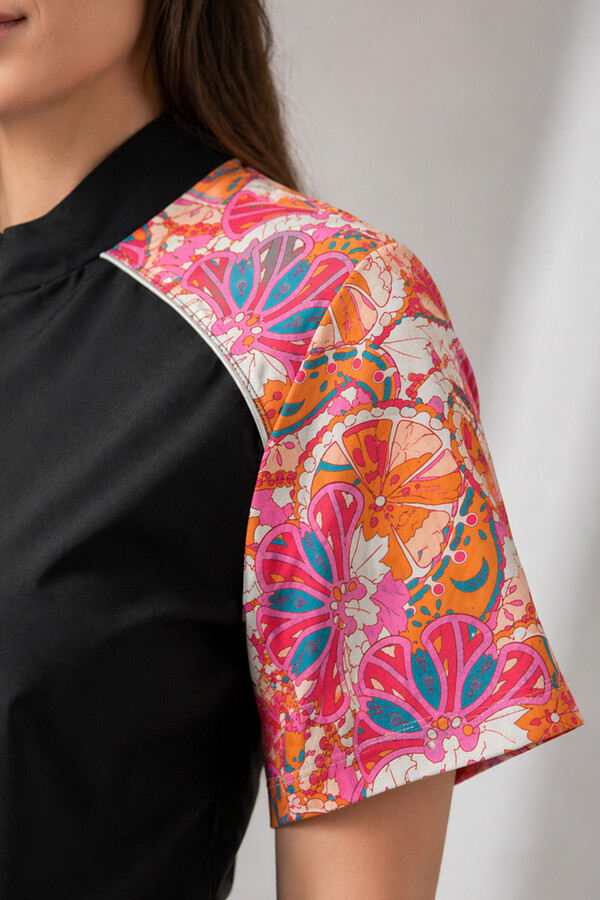 R302 Parachute Short Sleeve Half-Covered Swimsuit - Thumbnail