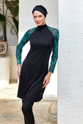 Rozamay - Raglan Sleeve Full Coverage Modest Swimsuit 3120 Black