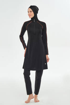 Rozamay - Raglan Sleeve Full Coverage Modest Swimsuit 3129 Black (1) Rozamay - Raglan Sleeve Full Coverage Modest Swimsuit 3129 Black (1)