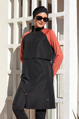 Adasea - Raglan Sleeve Full Coverage Modest Swimsuit Debbie 1405 Adasea - Raglan Sleeve Full Coverage Modest Swimsuit Debbie 1405