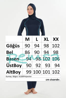 Reglan Kol Likralı Tam Kapalı Tesettür Mayo 3130 Koyu Lacivert03 · 3