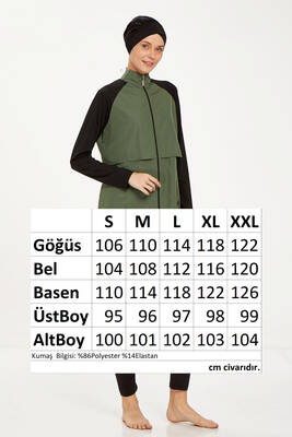 Reglan Kol Tam Kapalı Tesettür Mayo Debbıe 1405 Haki · 3