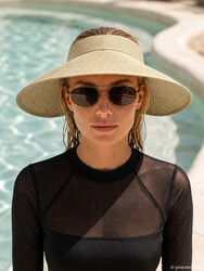 Remsa - Remsa Bow Foldable Visor Straw Hat Sun Protective Sipper RŞ-78 Beige