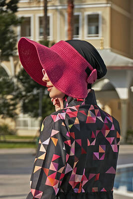 Remsa - Remsa Bow Foldable Visor Straw Hat Sun Protective Sipper RŞ-78 Fuchsia (1) Remsa - Remsa Bow Foldable Visor Straw Hat Sun Protective Sipper RŞ-78 Fuchsia (1)