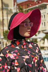 Remsa Mayo - Remsa Bow Foldable Visor Straw Hat Sun Protective Sipper RŞ-78 Fuchsia