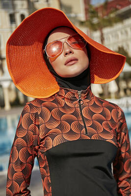 Remsa - Remsa Bow Foldable Visor Straw Hat Sun Protective Sipper RŞ-78 Orange (1) Remsa - Remsa Bow Foldable Visor Straw Hat Sun Protective Sipper RŞ-78 Orange (1)