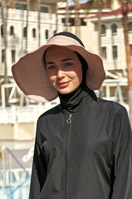 Remsa - Remsa Bow Foldable Visor Straw Hat Sun Protective Sipper RŞ-78 Powder