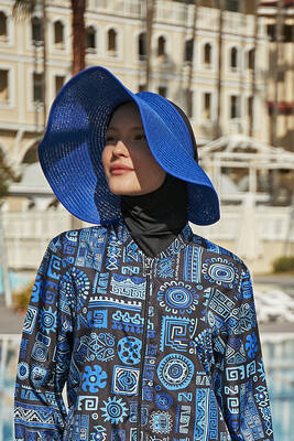 Remsa - Remsa Bow Foldable Visor Straw Hat Sun Protective Sipper RŞ-78 Sax Blue (1)