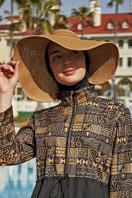 Remsa - Remsa Bow Foldable Visor Straw Hat Sun Protective Visor RŞ-78 Camel (1) Remsa - Remsa Bow Foldable Visor Straw Hat Sun Protective Visor RŞ-78 Camel (1)