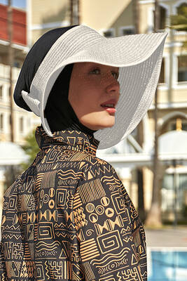 Remsa - Remsa Bow Foldable Visor Straw Hat Sun Protective Visor RŞ-78 White