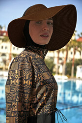 Remsa Mayo - Remsa Bow Foldable Visor Straw Hat Sunscreen Visor RŞ-78 Brown